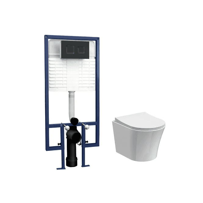 Black Round Wall Hung Pan & Concealed Cistern