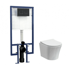 Black Round Wall Hung Pan & Concealed Cistern
