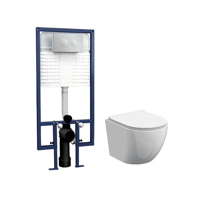 Contemporary Wall Hung Toilet With Soft Close Seat & Concealed Cistern