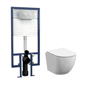 Contemporary Wall Hung Toilet With Soft Close Seat & Concealed Cistern